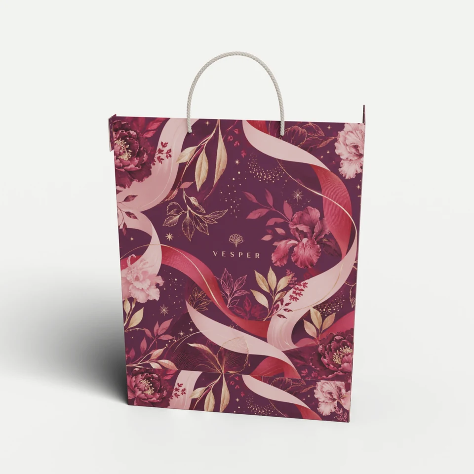 Shopping Bag — Gusseted, Turned-Over Top · 3D box