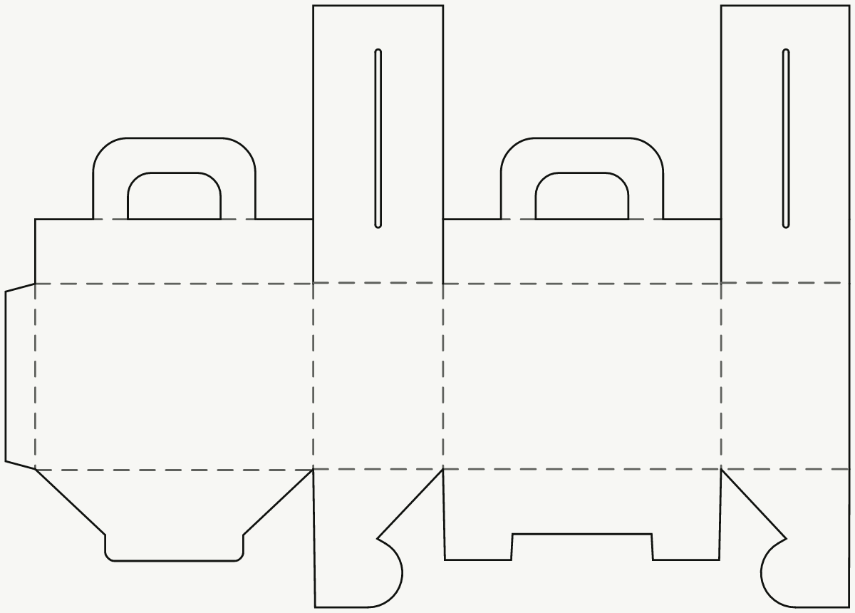 Handled Carry Box — Snap-Lock Base, Carry Handle 2D dieline