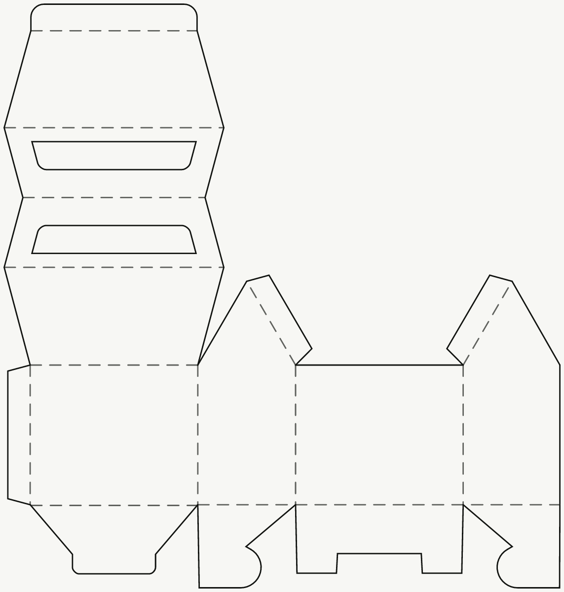 Handled Carry Box — Snap-Lock Base, Gable Handle 2D dieline