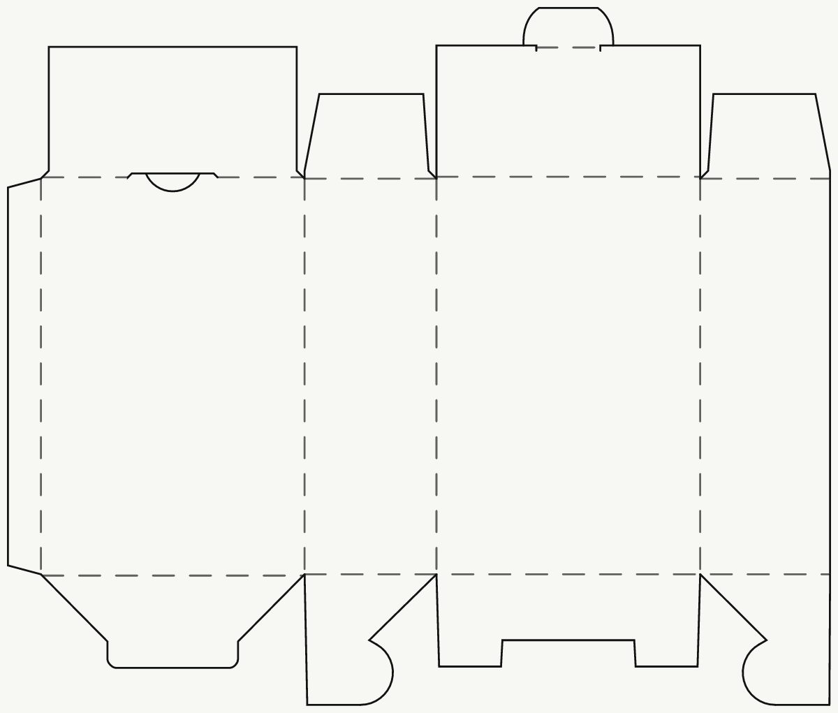 Étui produit pour la vente au détail — dessus à recouvrement total verrouillé par pattes, fond semi-automatique tracé 2D