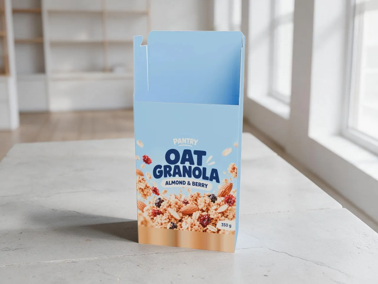 Étui produit pour la vente au détail — dessus à patte rentrante verrouillé par encliquetage, fond semi-automatique · PLIÉ EN 3D