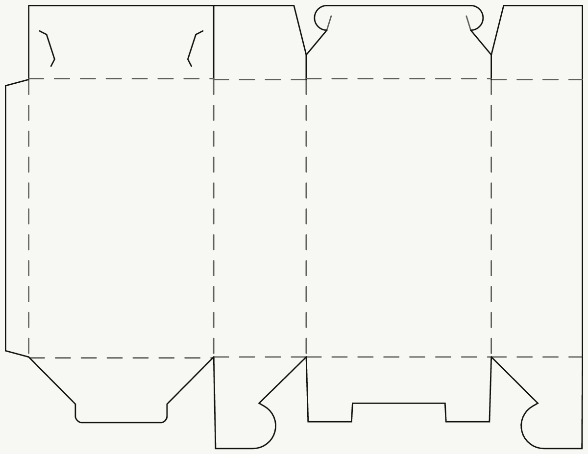 Étui produit pour la vente au détail — fermeture supérieure à griffes, fond semi-automatique (modèle 2) tracé 2D