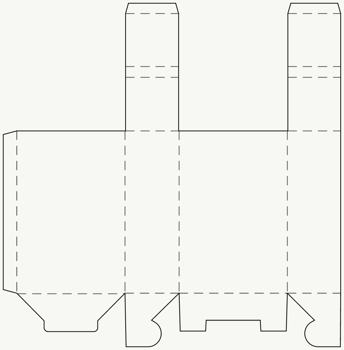 Retail Product Box — Hollow Dust Flap Top, Snap-Lock Base 2D dieline