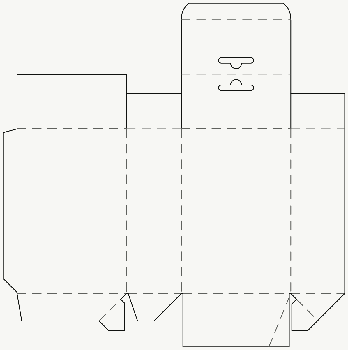 Retail Product Box — Hang-Tab Full Overlap Top, Auto-Bottom Base 2D dieline