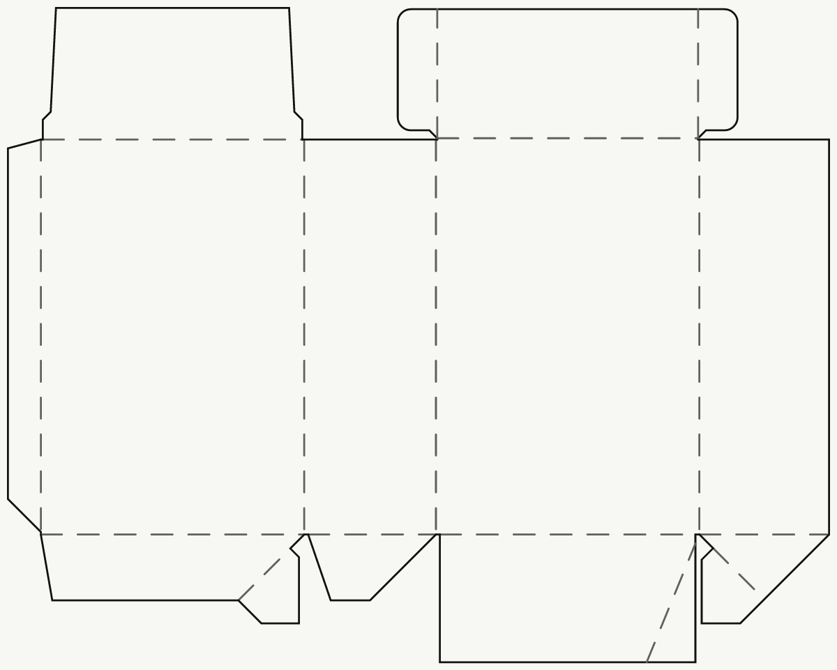 Étui produit pour la vente au détail — dessus à patte rentrante latérale, fond automatique tracé 2D