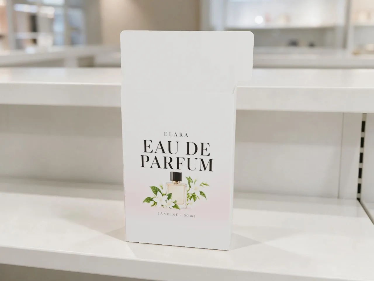 Étui produit pour la vente au détail — dessus à patte rentrante latérale, fond automatique · PLIÉ EN 3D