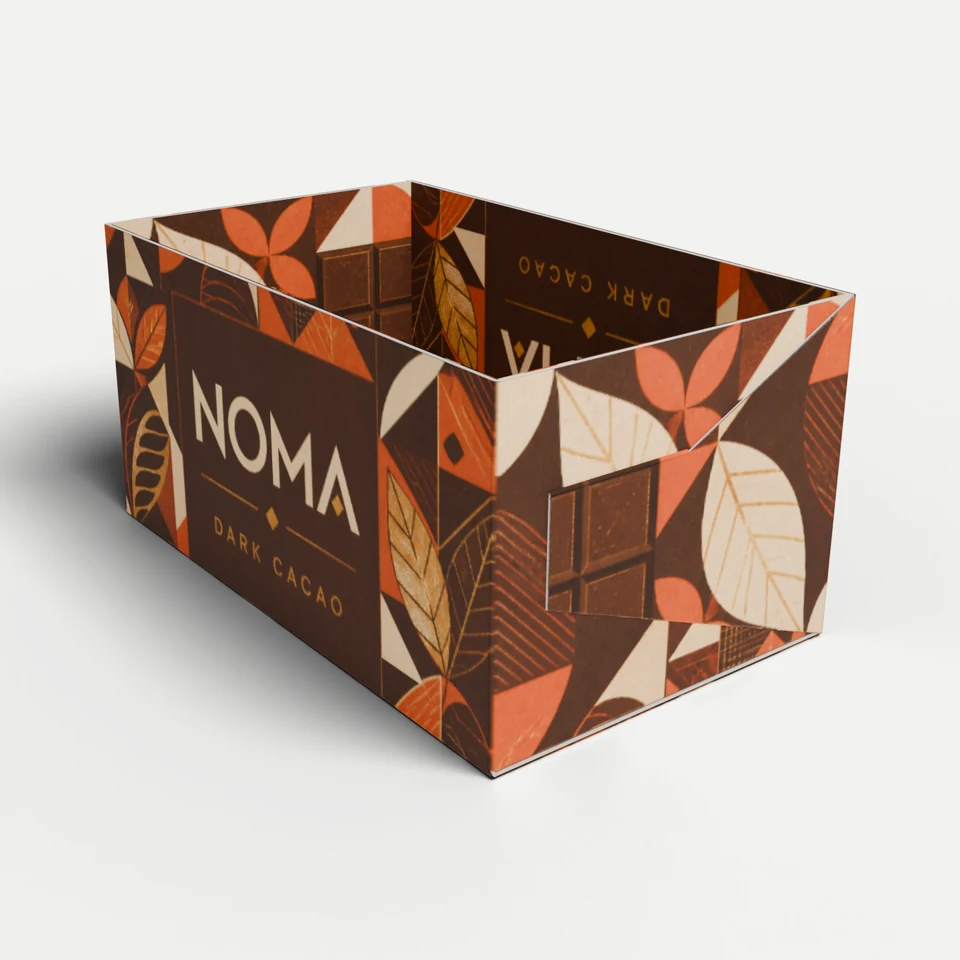 Confectionery & Chocolate Box — Hook-Lock Tray with Dust Flaps · 3D box