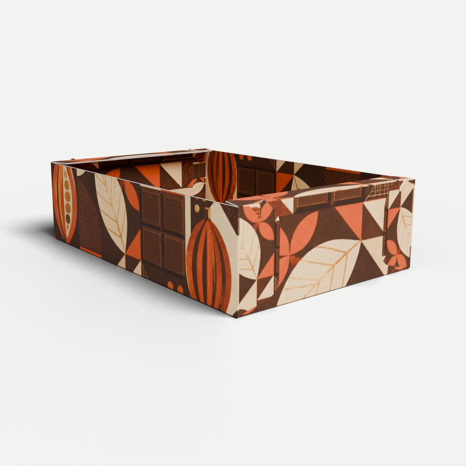Confectionery & Chocolate Box — Hook-Lock, No Lid · 3D box
