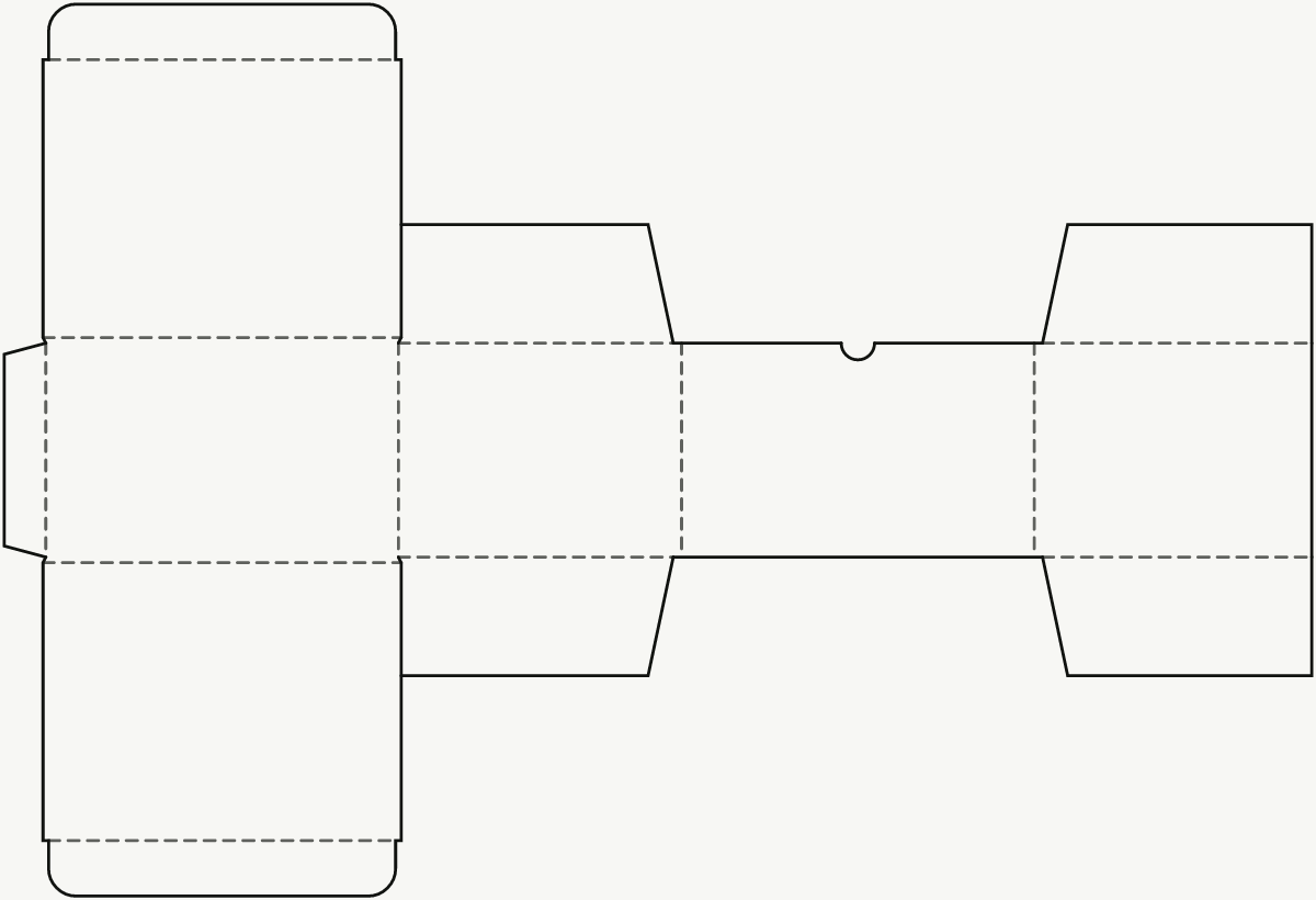 E-Commerce-Versandverpackung — gleichseitige Einstecklaschen 2D-Stanzkontur