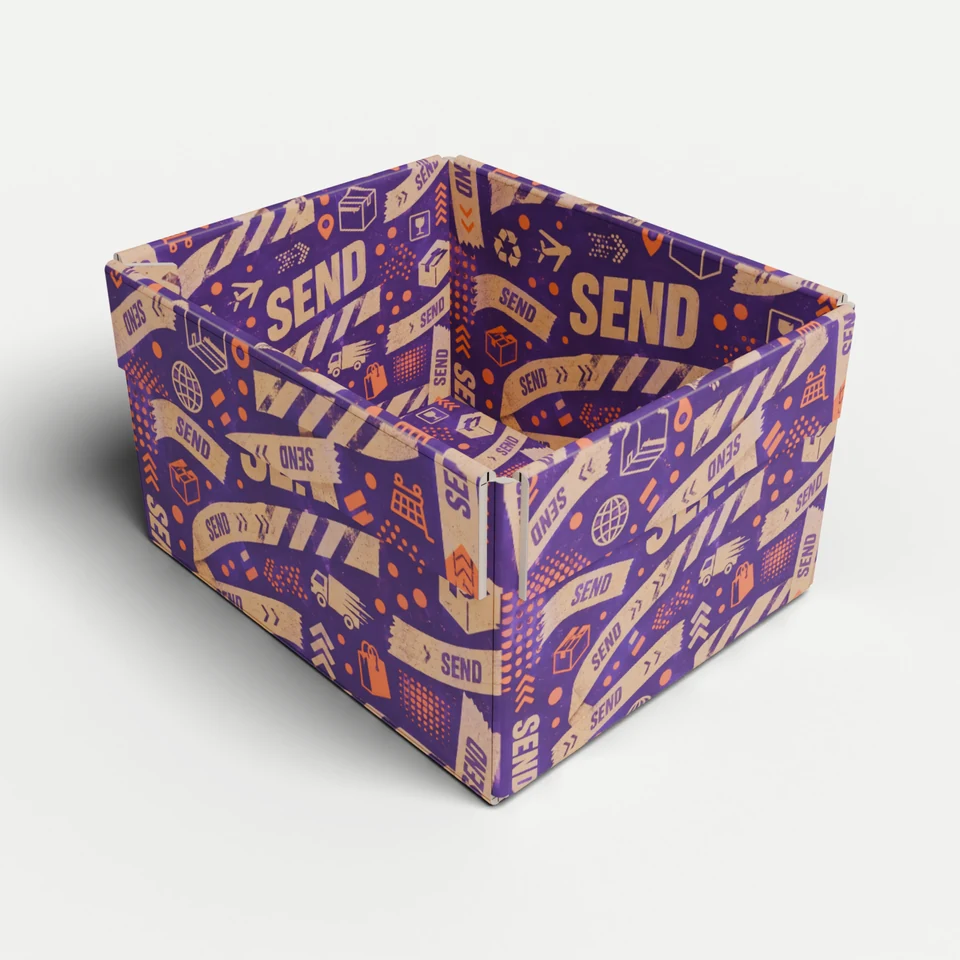 Display & Shelf-Ready Box — Open-Top Tray, Reinforced Border · 3D box