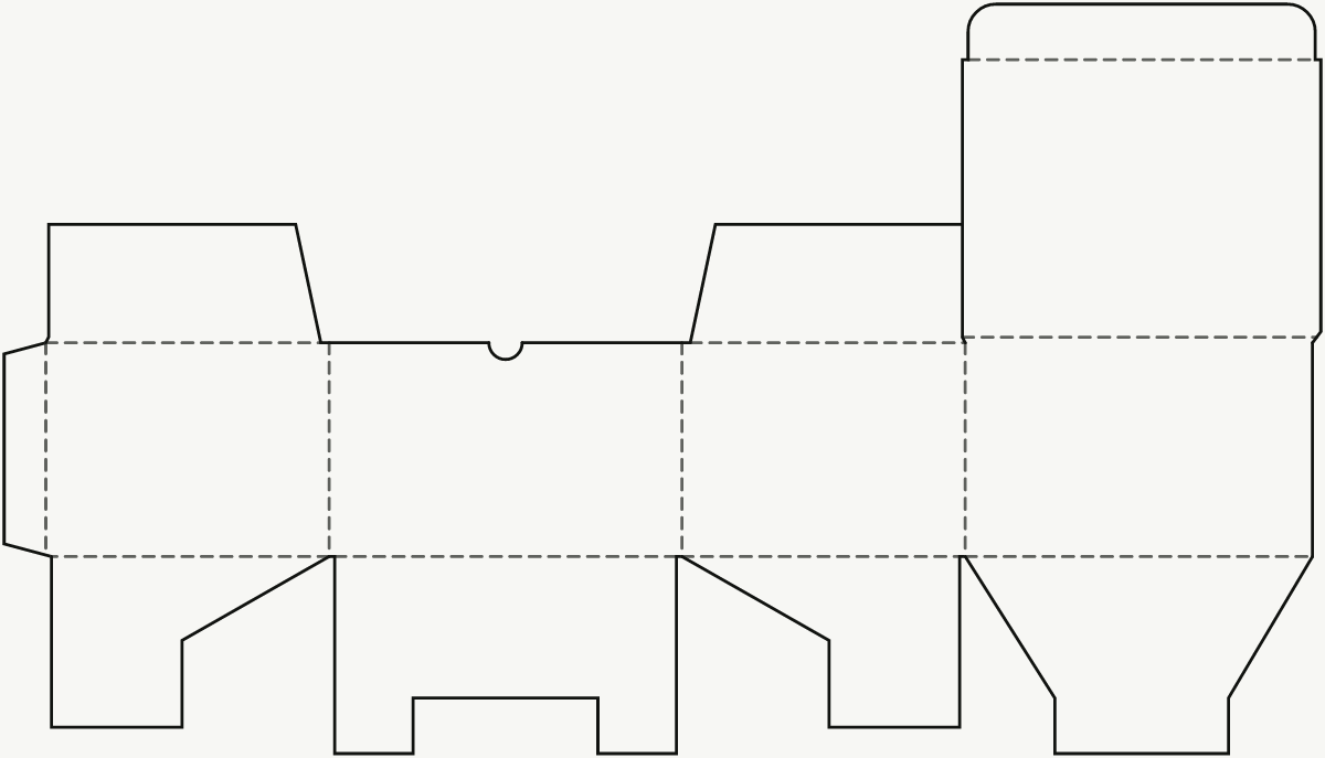 E-Commerce-Versandverpackung — Einsteckdeckel, Steckboden, umgekehrte Flächenfolge 2D-Stanzkontur