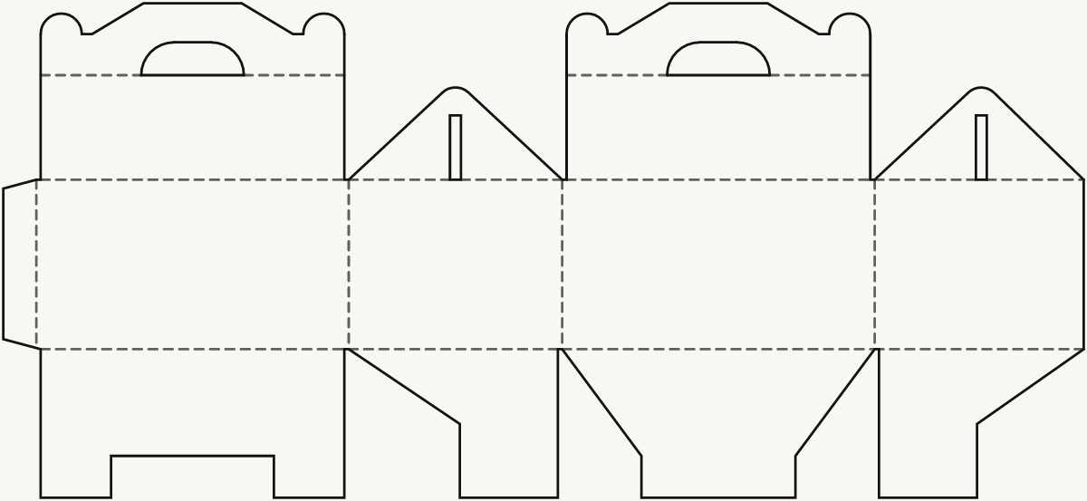 Handled Carry Box — Handle Top, Snap-Lock Base · 2D dieline