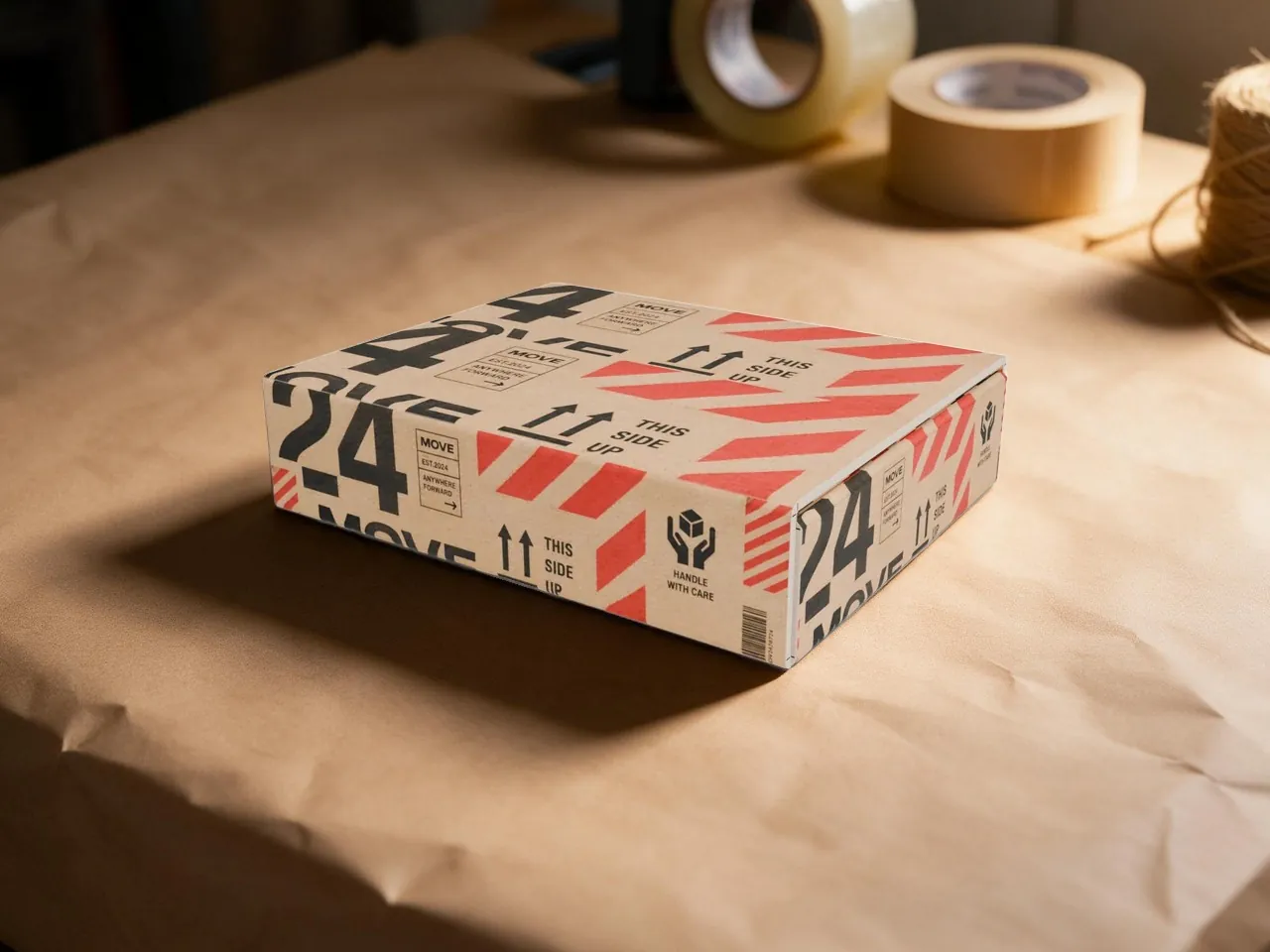Shipping Carton — Centre-Meeting Lid Folder · 3D box