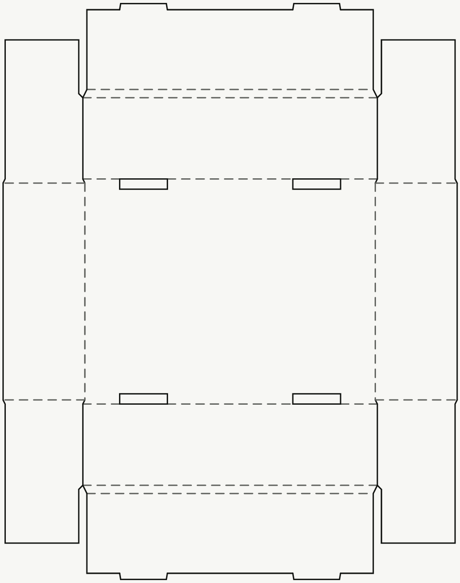 Produce & Greengrocer Tray — Self-Locking, Double Side Walls with Locks · 2D dieline