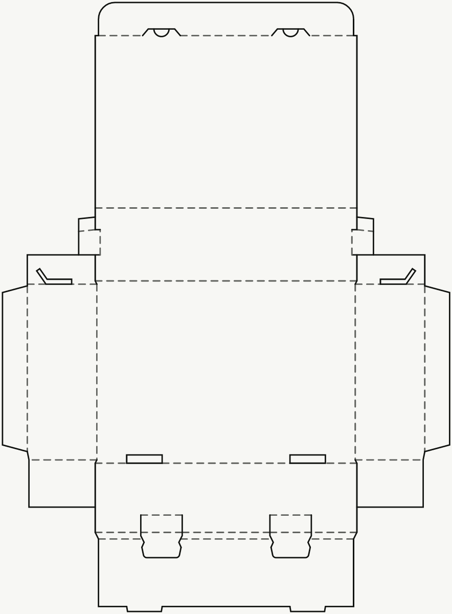 E-Commerce-Versandverpackung — selbstschließend, Klappdeckel (Modell 3) 2D-Stanzkontur