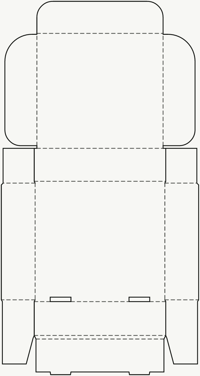 E-Commerce-Versandverpackung — selbstschließend, Klappdeckel (Modell 4) 2D-Stanzkontur