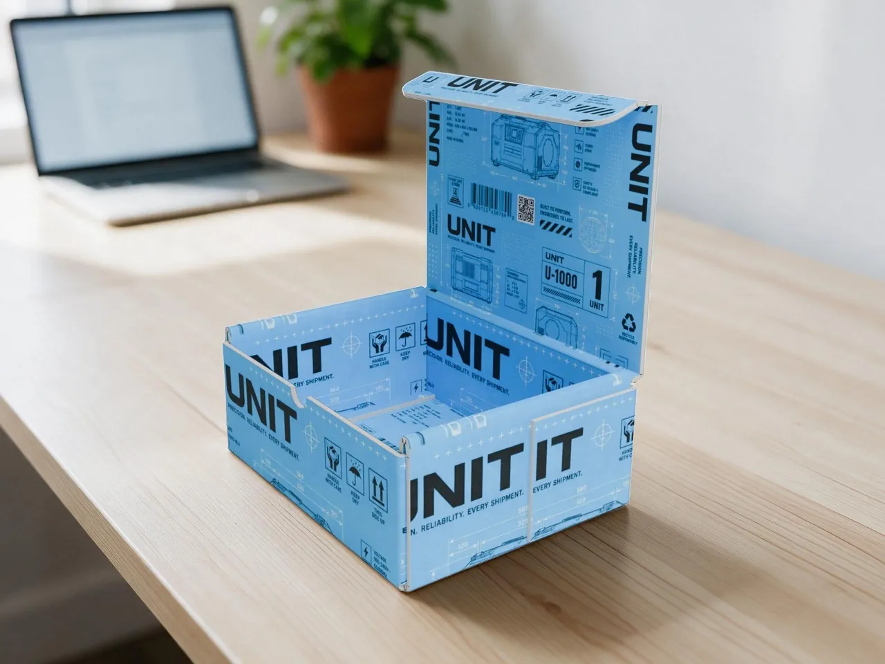E-Ticaret Kutusu — Ayak Kilitli, Menteşeli Kapaklı · 3D KATLANMIŞ