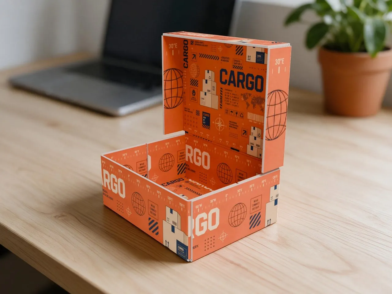 E-Commerce-Versandverpackung — Tray mit Klappdeckel (Modell 2) · 3D GEFALTET