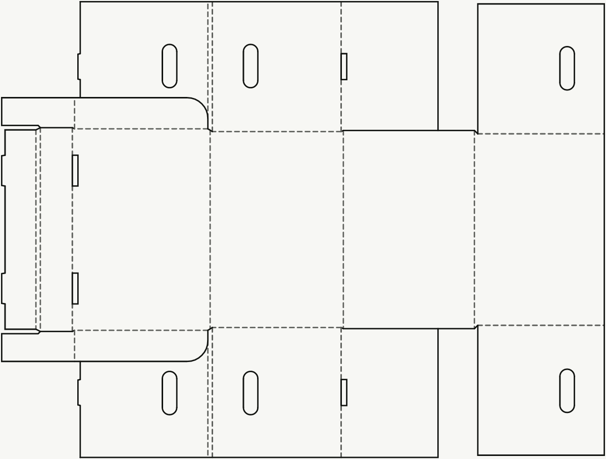 E-Commerce-Versandverpackung — selbstschließend, Klappdeckel, doppelte Frontwand 2D-Stanzkontur