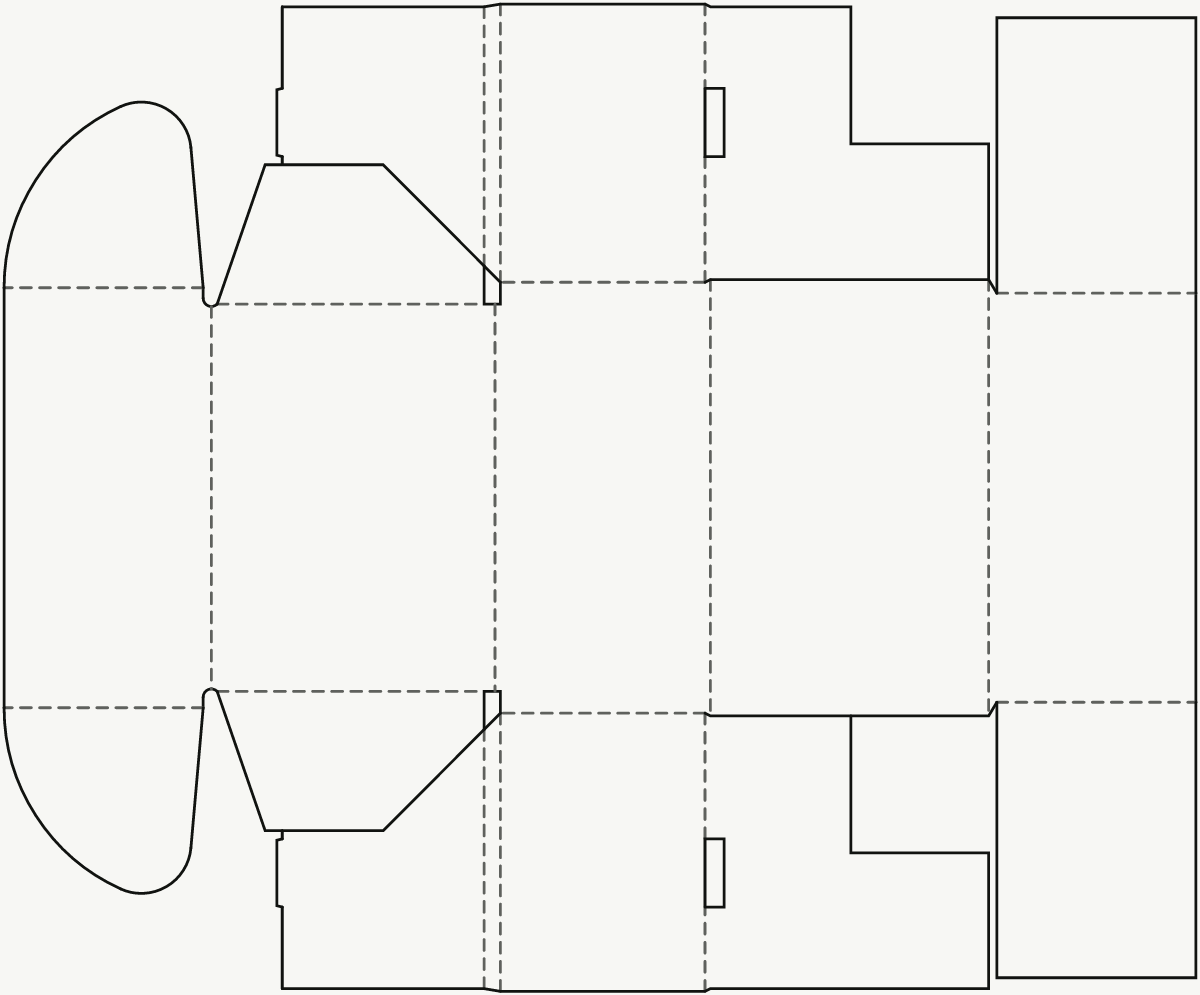 E-Commerce-Versandverpackung — selbstschließend, Klappdeckel mit Seitenklappen 2D-Stanzkontur