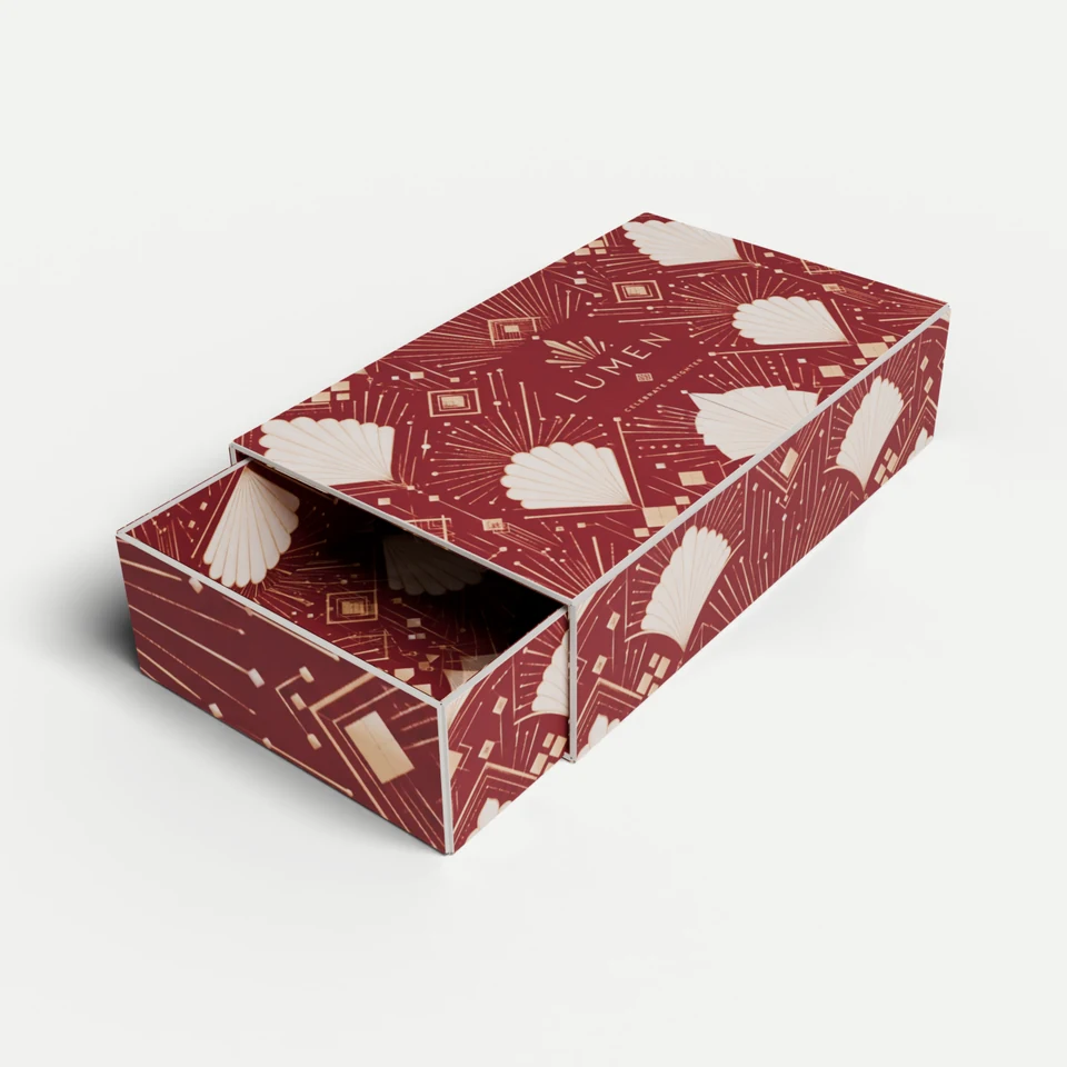 Jewellery & Accessory Box — Wrapped Drawer Rigid, Compact · 3D box